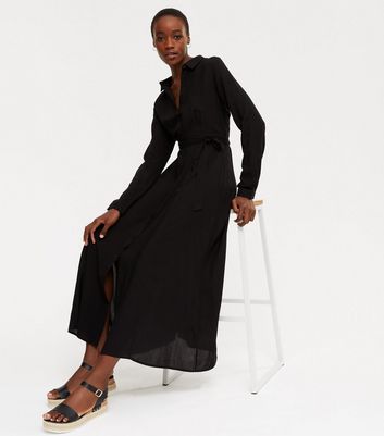 Tall Black Maxi Shirt Dress | New Look